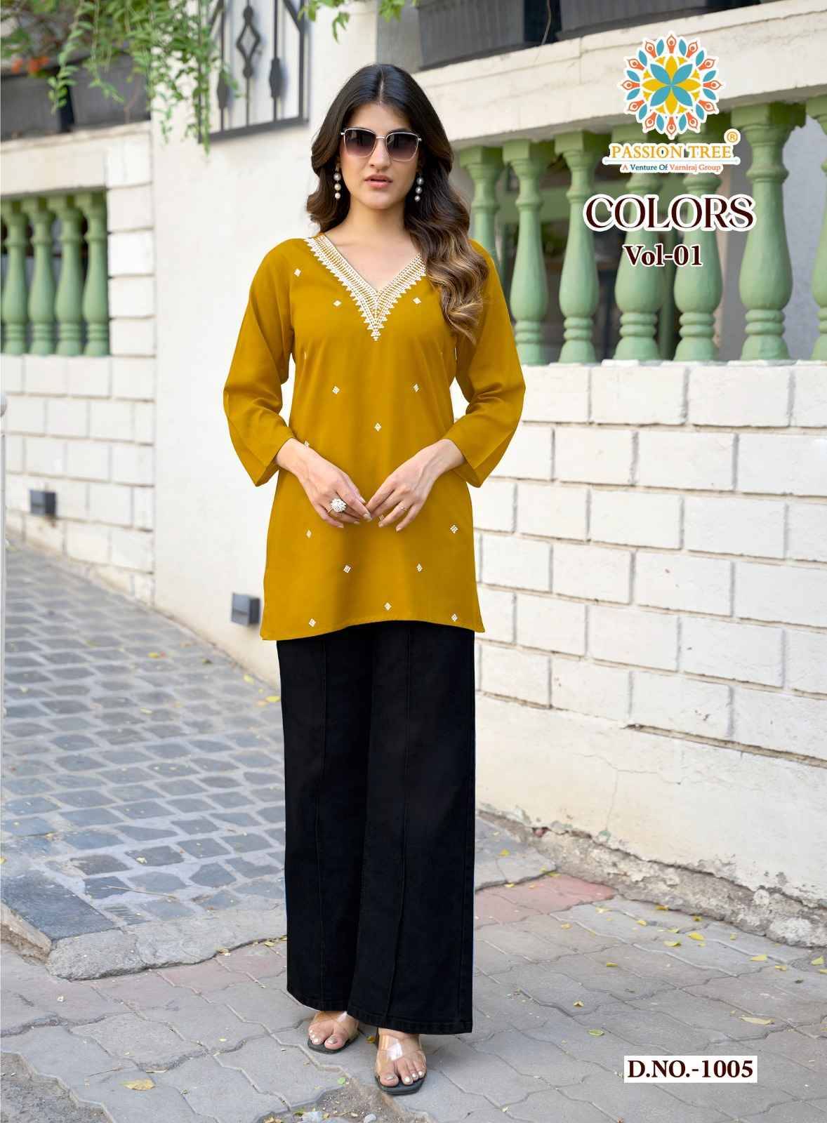 COLORS VOL-1 By PASSION TREE 1001 To 1008 Series  Designer Ethnic Wear Collection Rayon Tops At Wholesale Price